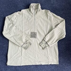 Vintage Silver Wear Womens Large Green Mock Neck 1/2 Zip Sweatshirt Cotton USA